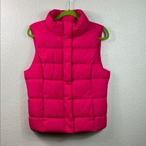 GAP Fuchsia Pink High Neck Zip Snap Puffer Vest Large